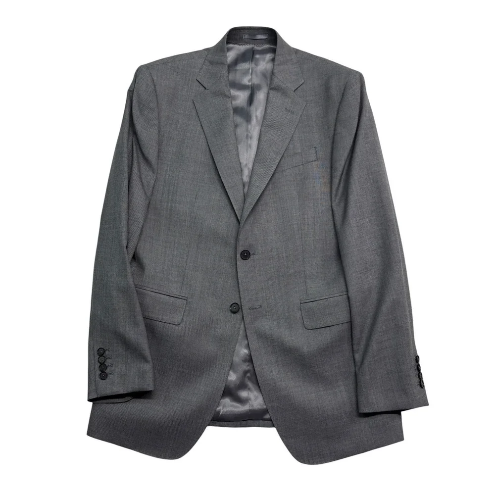 Charles Tyrwhitt 40L 34x32 Gray Sharkskin 2pc Pant Suit Slim Fit 100% Wool